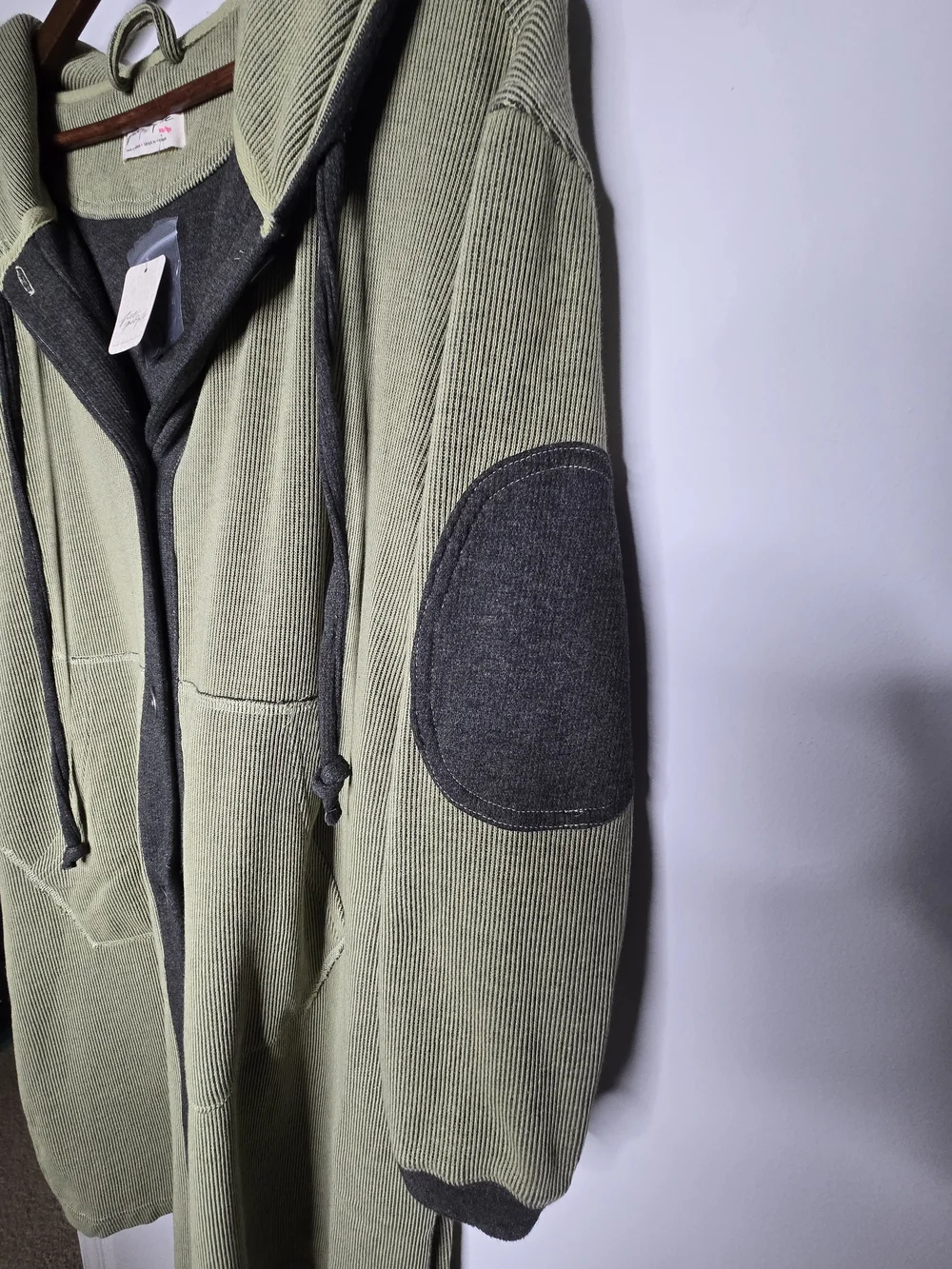 NWT Free People Tomorrows Sweatshirt Cardigan Green Ribbed Longline Jacket XS